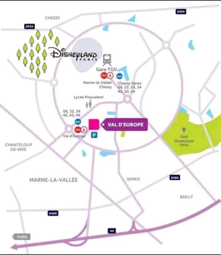 Appartement Disneyland Paris Val D'Europe La Vallee Village Parking 500M Gare Val D'Europe Montevrain Exterior photo